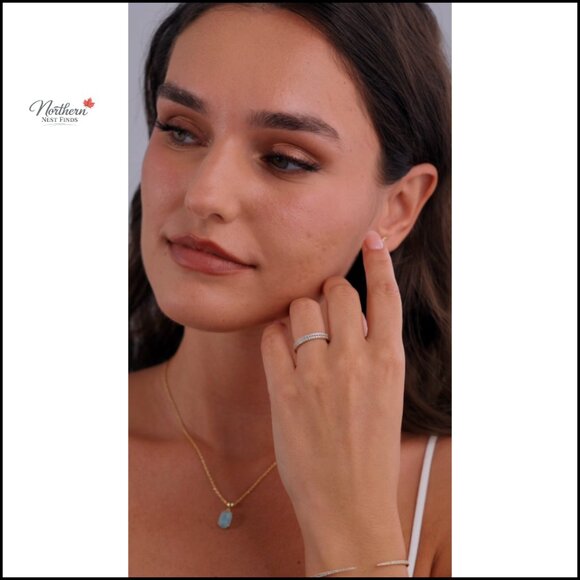 14K Gold Plated Sterling Silver Stackable Eternity Band Ring Women's - Picture 7 of 7